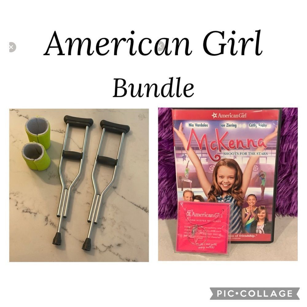 American Girl Bundle - Crutches, Casts, Movie & Necklace